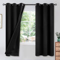 YoungsTex Black 100% Blackout Curtains for Total Room Darkening