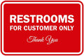 Classic Framed Restrooms for Customers Sign (Red) - Medium 5 Pack