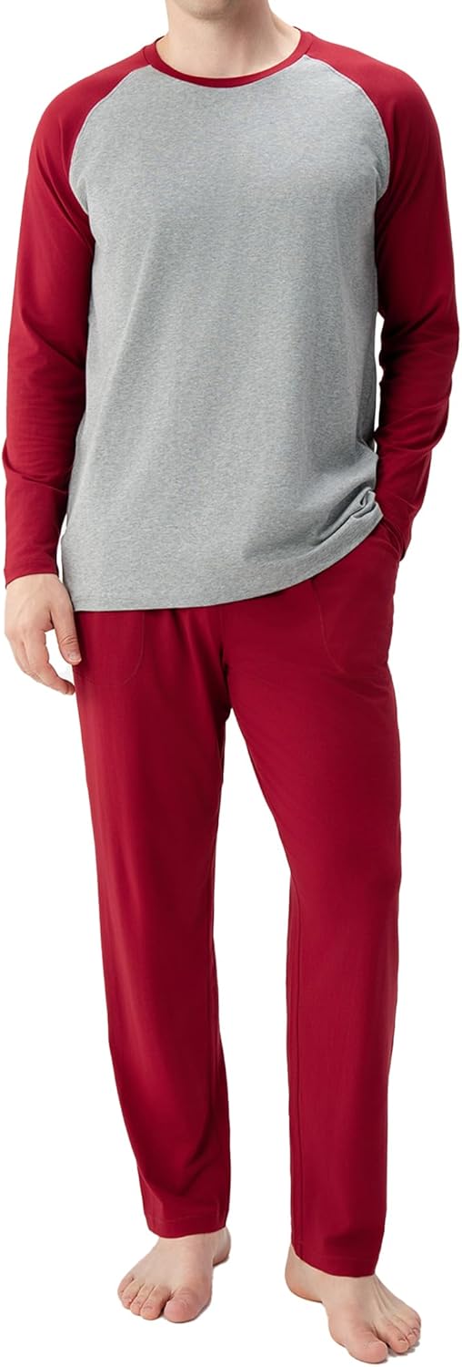 DAVID ARCHY Mens Pajamas Set - Soft Cotton Pj Sets for Men