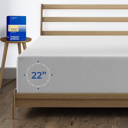 100% Egyptian Cotton Extra Deep Pocket Fitted Sheet King Size