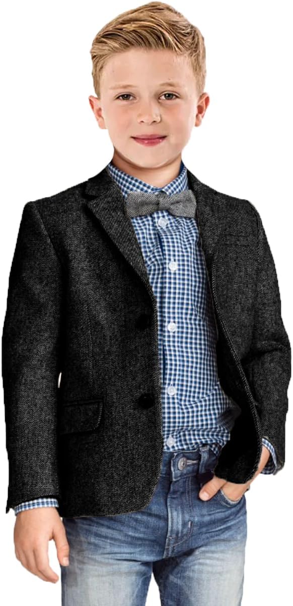Boys Blazer Retro Herringbone Sport Coat for Formal Events