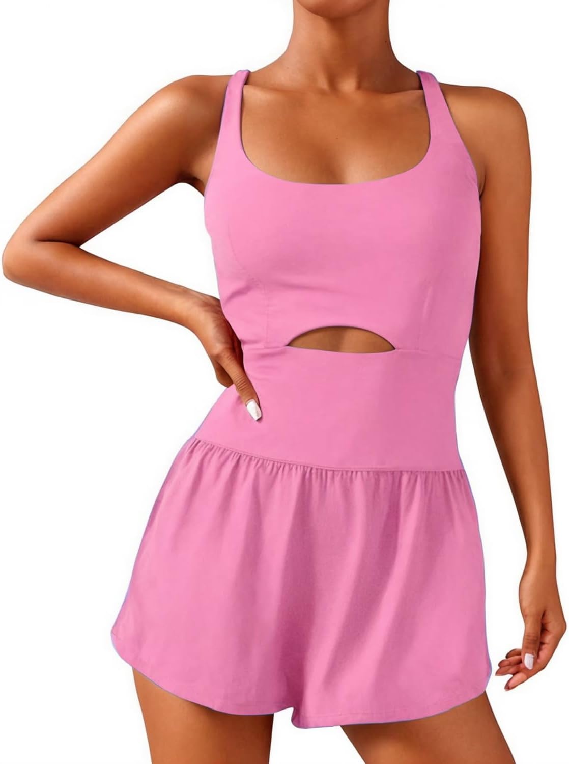 Wenlia Women Workout Romper Onesie with Padded Bras for Fitness