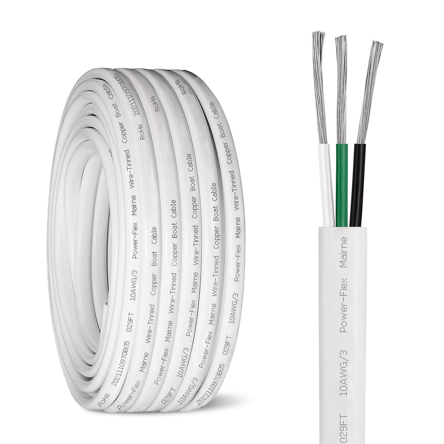 10 Gauge Triplex Marine Wire for Boats and Automotive Use