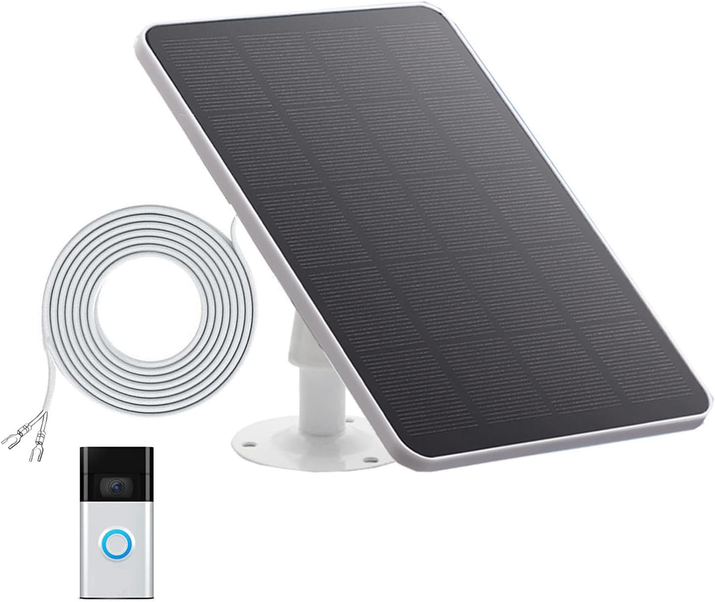 Konzon 3W Solar Panel | Compatible with Ring Video Doorbells | White