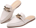 Metal Chain Decor Flat Mules for Women - Chic Pointed Slip-On Mules If