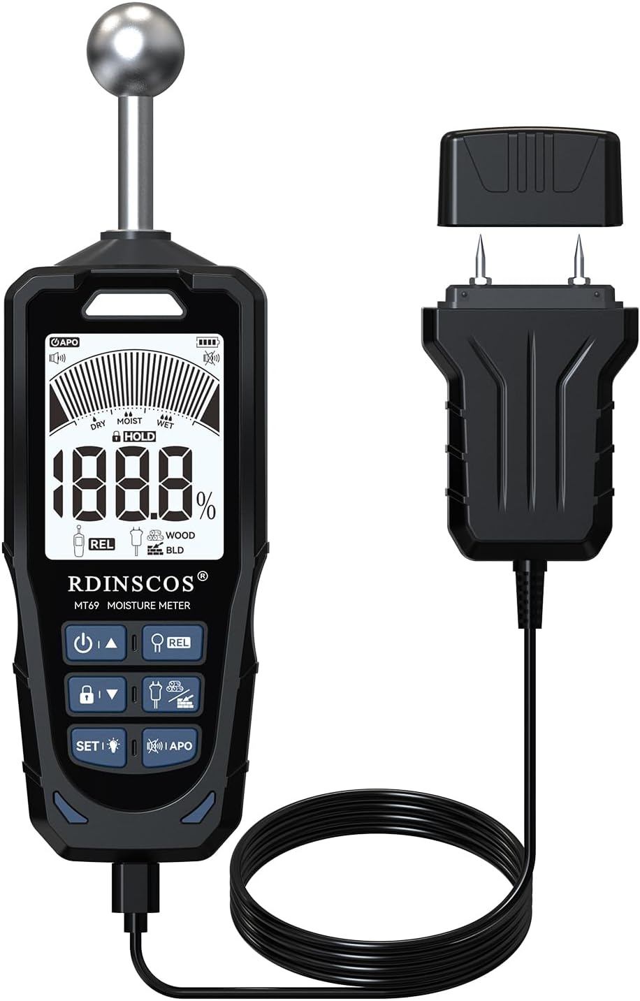 2-in-1 Pin & Pinless Moisture Meter for Wood and Drywall