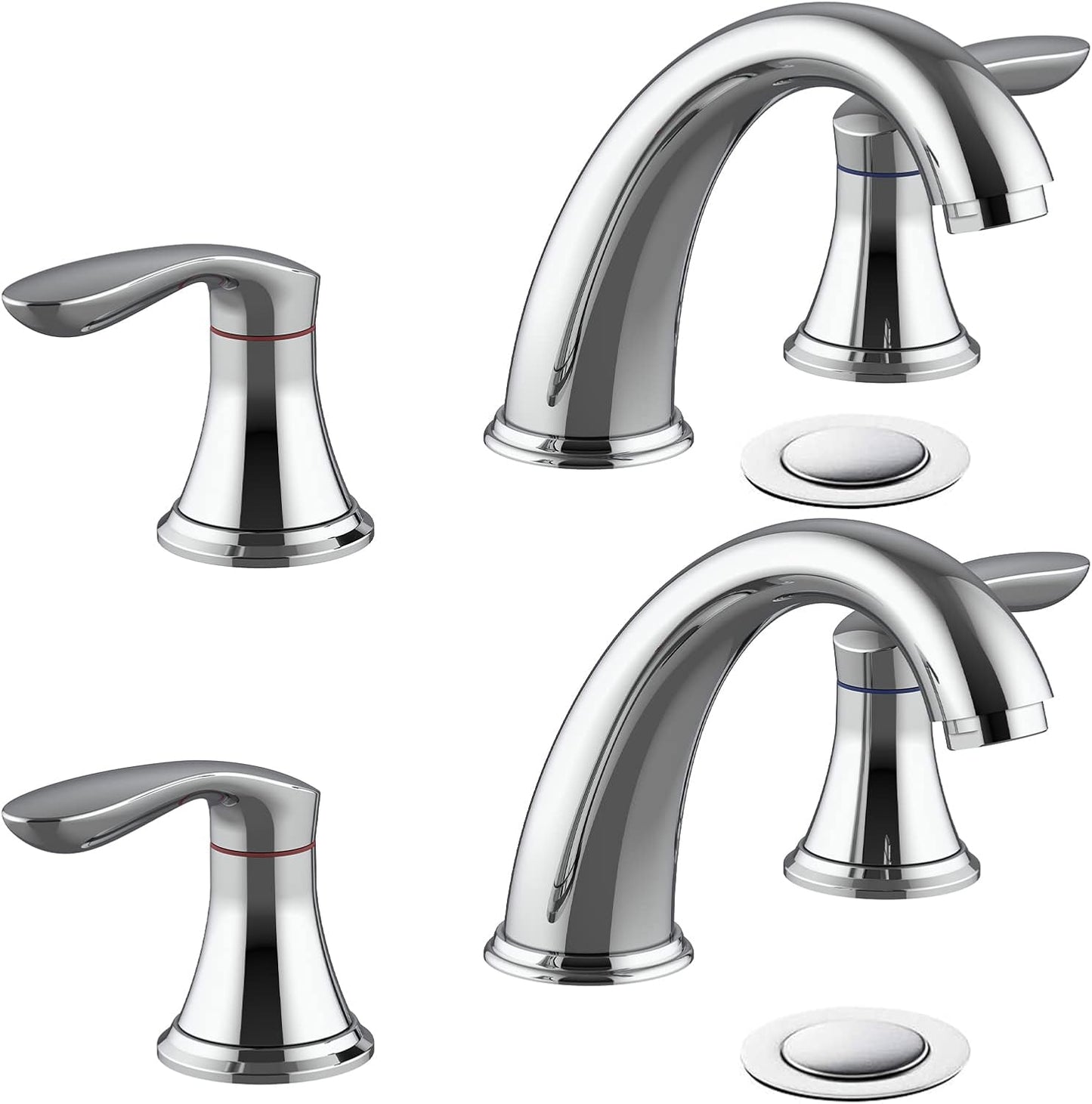 Widespread Chrome Bathroom Sink Faucet with Pop Up Drain
