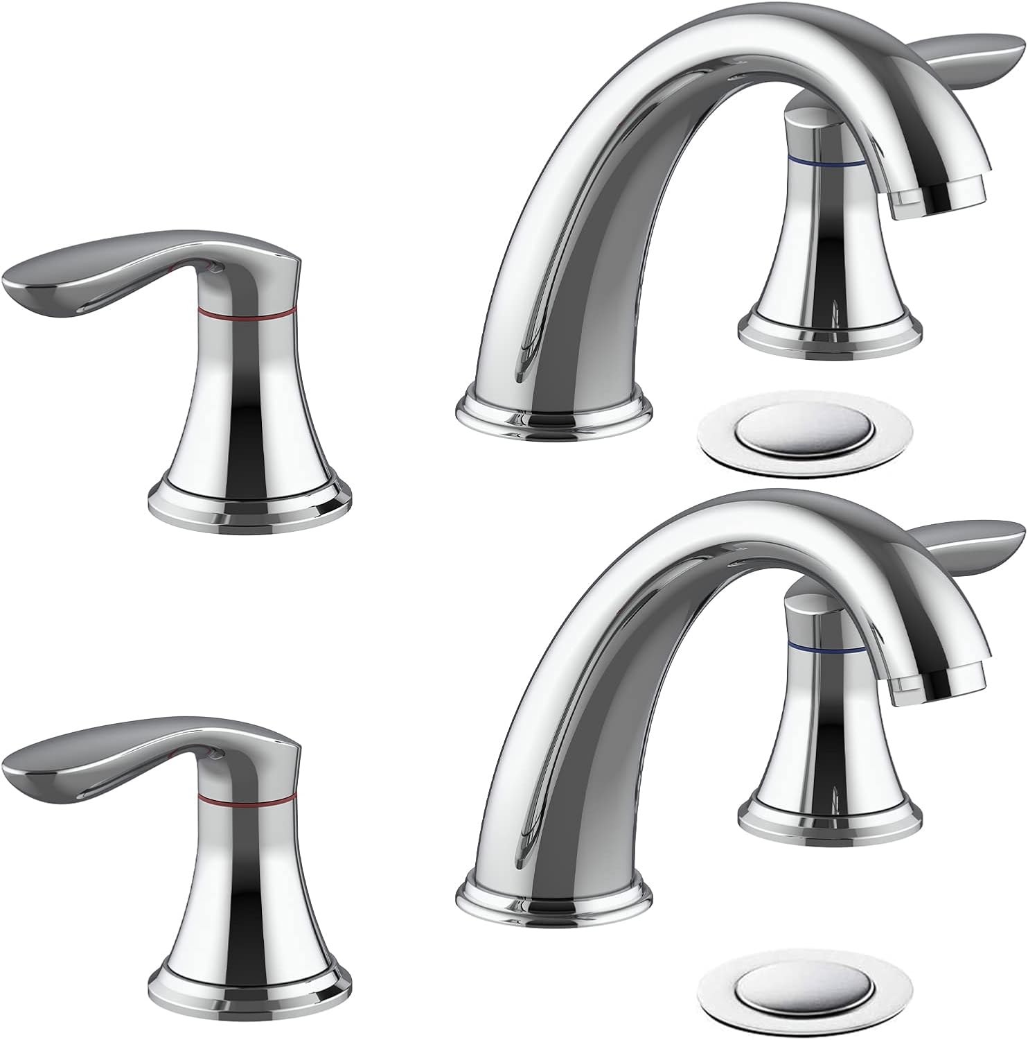 Widespread Chrome Bathroom Sink Faucet with Pop Up Drain