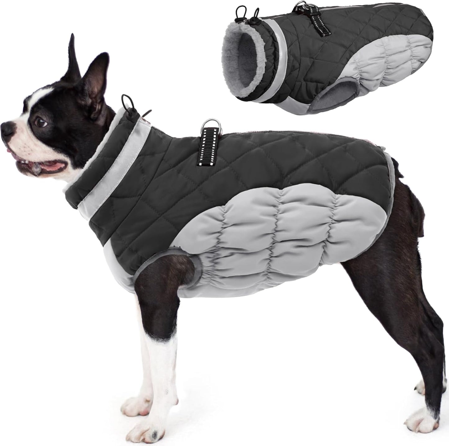 AOFITEE Dog Coat for Small Dogs - Warm Winter Jacket with Harness