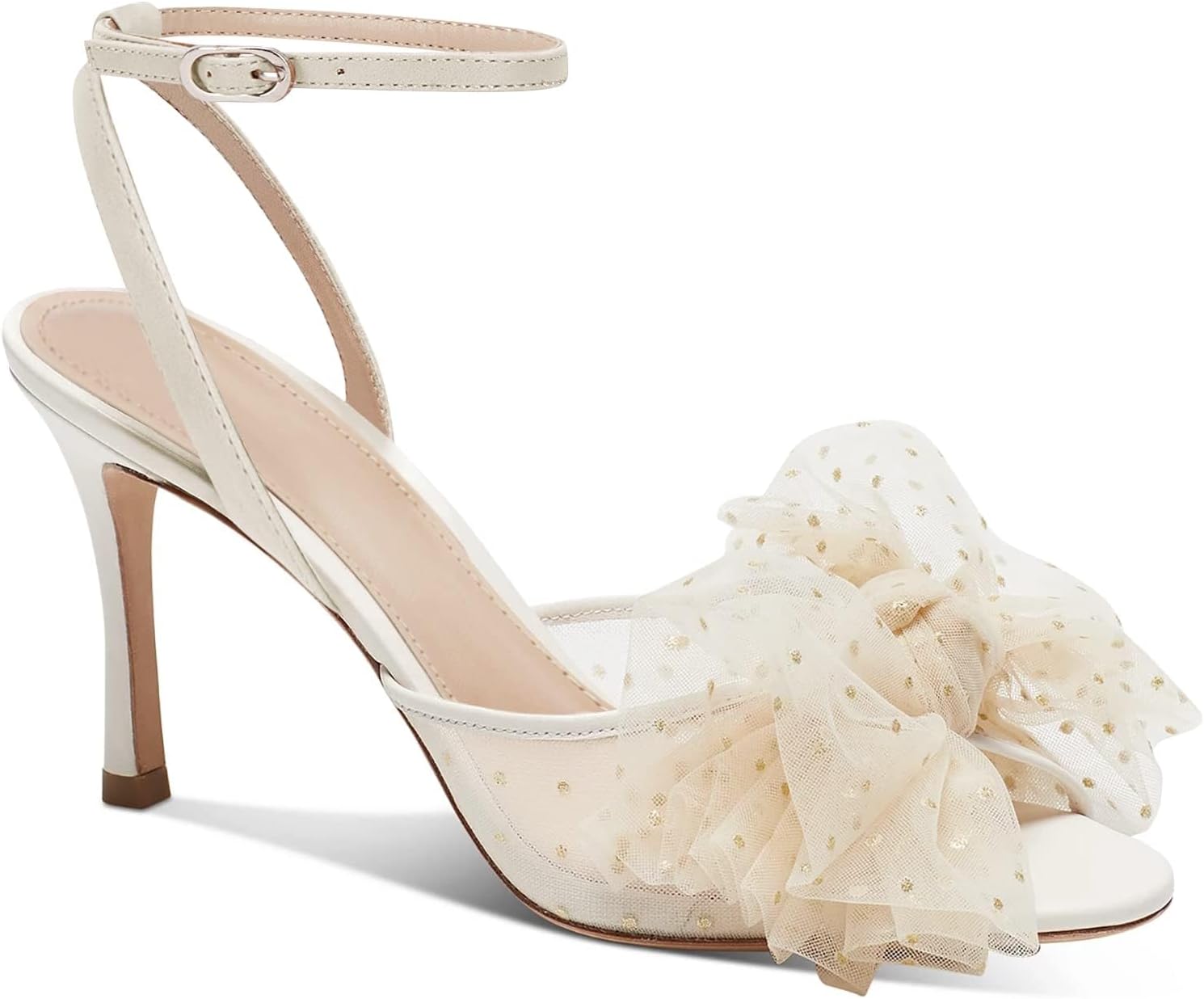 Coutgo Womens Bow Tie Heels Sandals for Summer Weddings