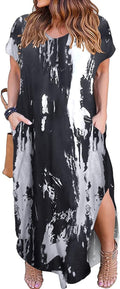 Kancystore Plus Size Maxi Dress - Casual Loose V Neck with Pockets