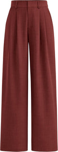 Women's High Waisted Linen-Like Twill Work Pants - Elastic Back