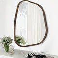 Asymmetrical Oval Wall Mirror 20x16 - Modern Irregular Wood Frame