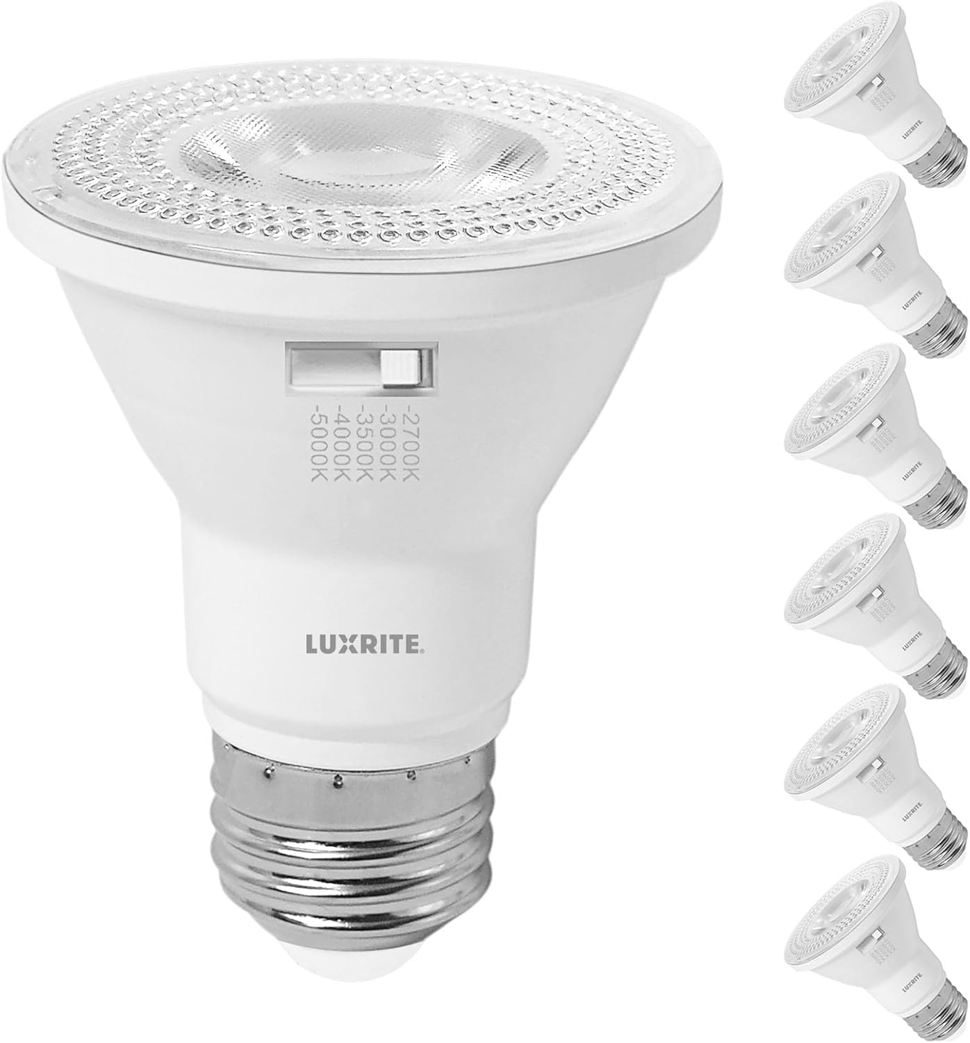 LUXRITE PAR20 LED Flood Light Bulb - Energy Efficient 6 Pack