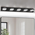 40-Inch 5-Light LED Modern Black Bathroom Vanity Light Fixtures Over