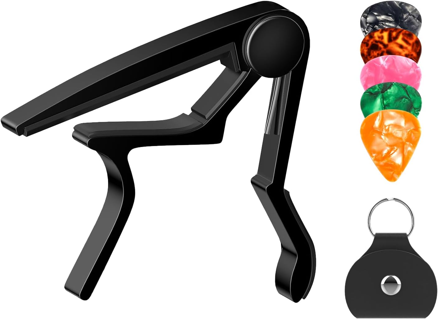 Metal Guitar Capo with Pick Holder & Picks - Easy String Changes!