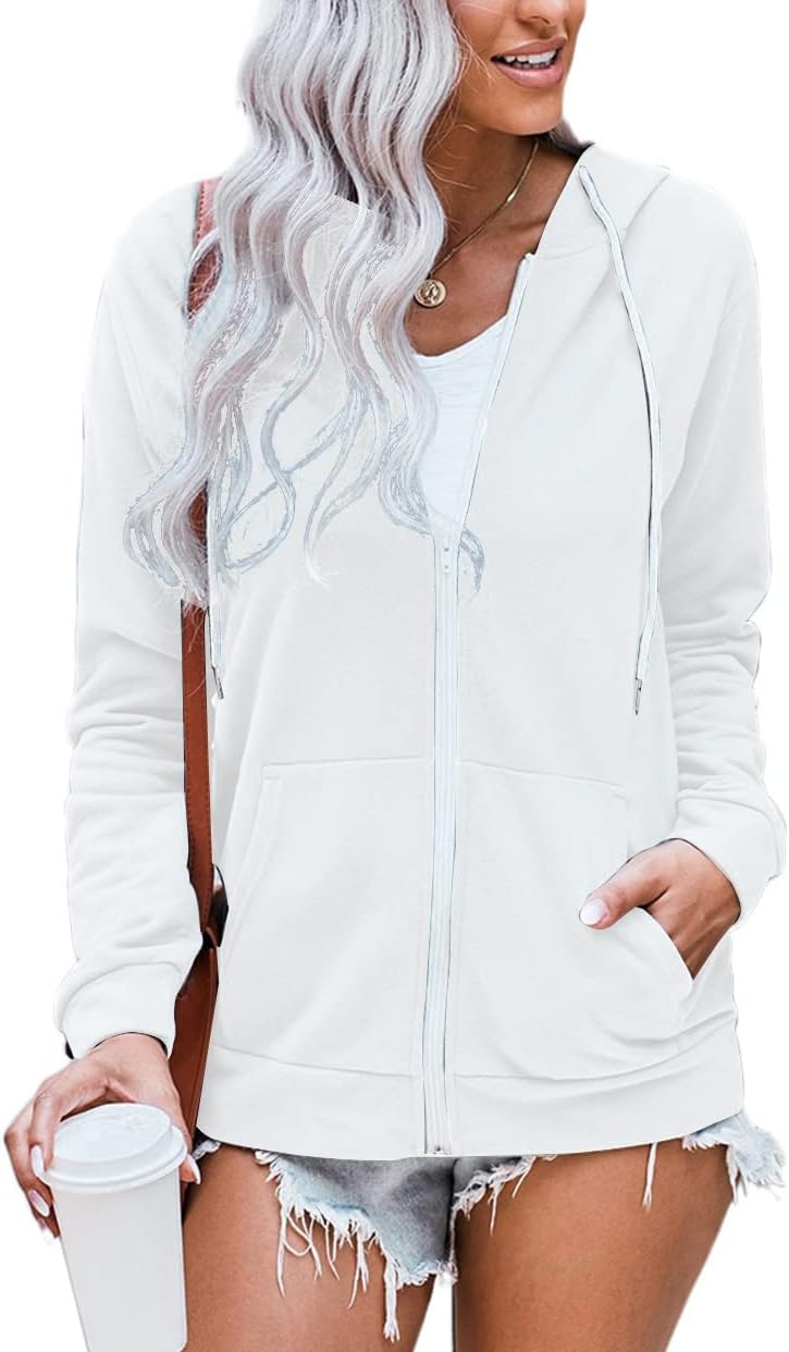 WROLEM Women Casual Full Zip Up Hoodie for Everyday Comfort