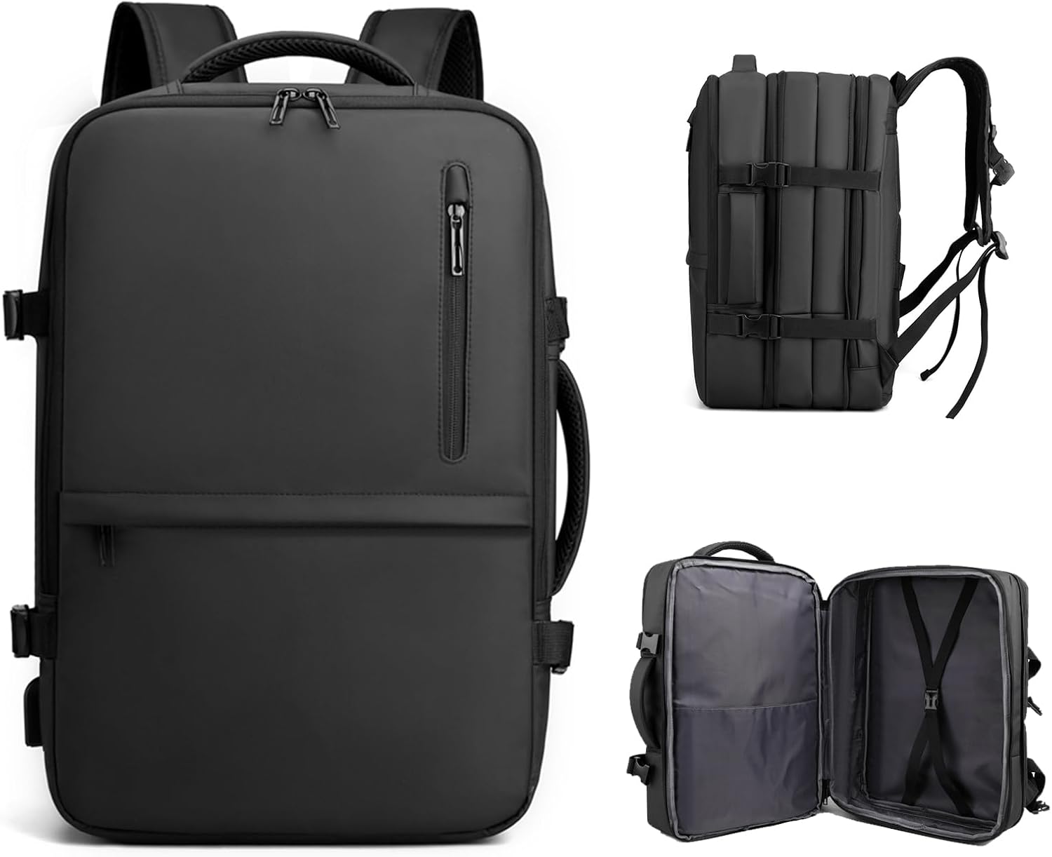 Expandable Travel Backpack for Men Women with Charging Port