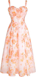Scarlet Darkness Floral Corset Summer Dress - Flattering MidCalf Fit