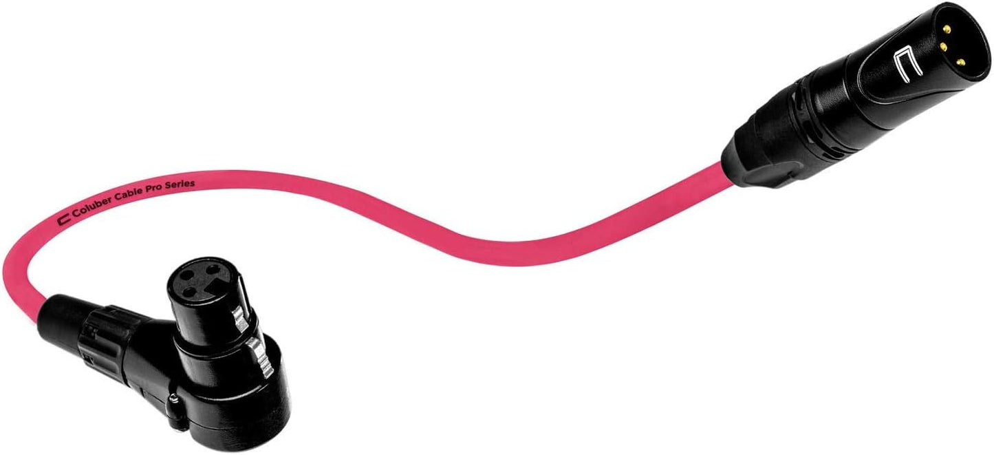 Balanced XLR Cable Male to Right Angle Female - 200 Feet Pink