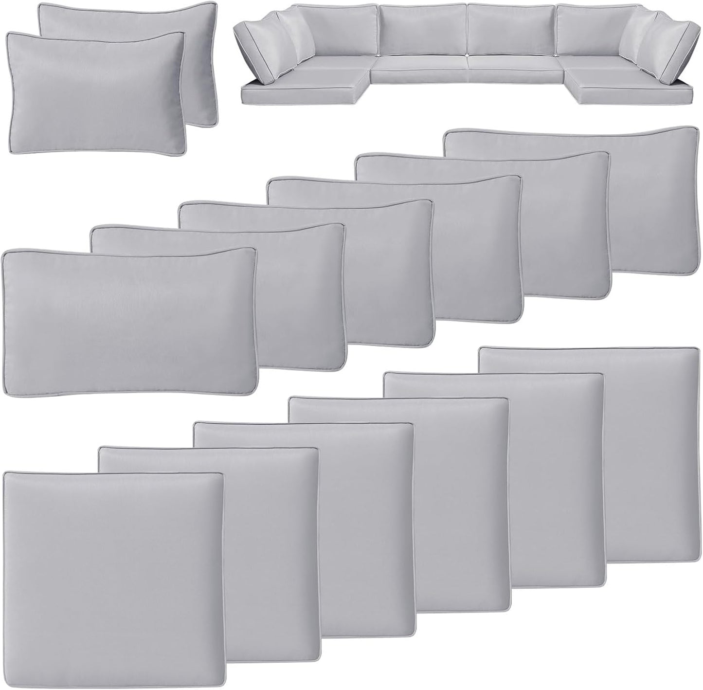 14 PCS Outdoor Cushion Covers for 6-Seater Patio Furniture