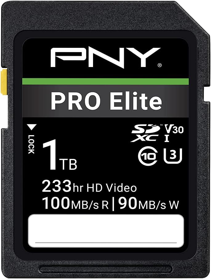 PNY 1TB PRO Elite SDXC Flash Memory Card for 4K UHD Video