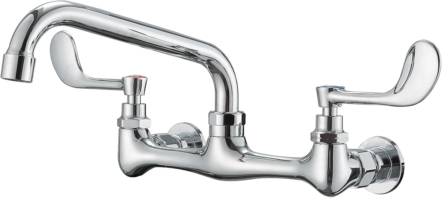 BWE Kitchen Faucets Wall Mount 2 Handle with 12in Swivel Spout