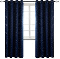 Kids Blackout Curtains with Silver Stars - Navy Blue Room Darkening