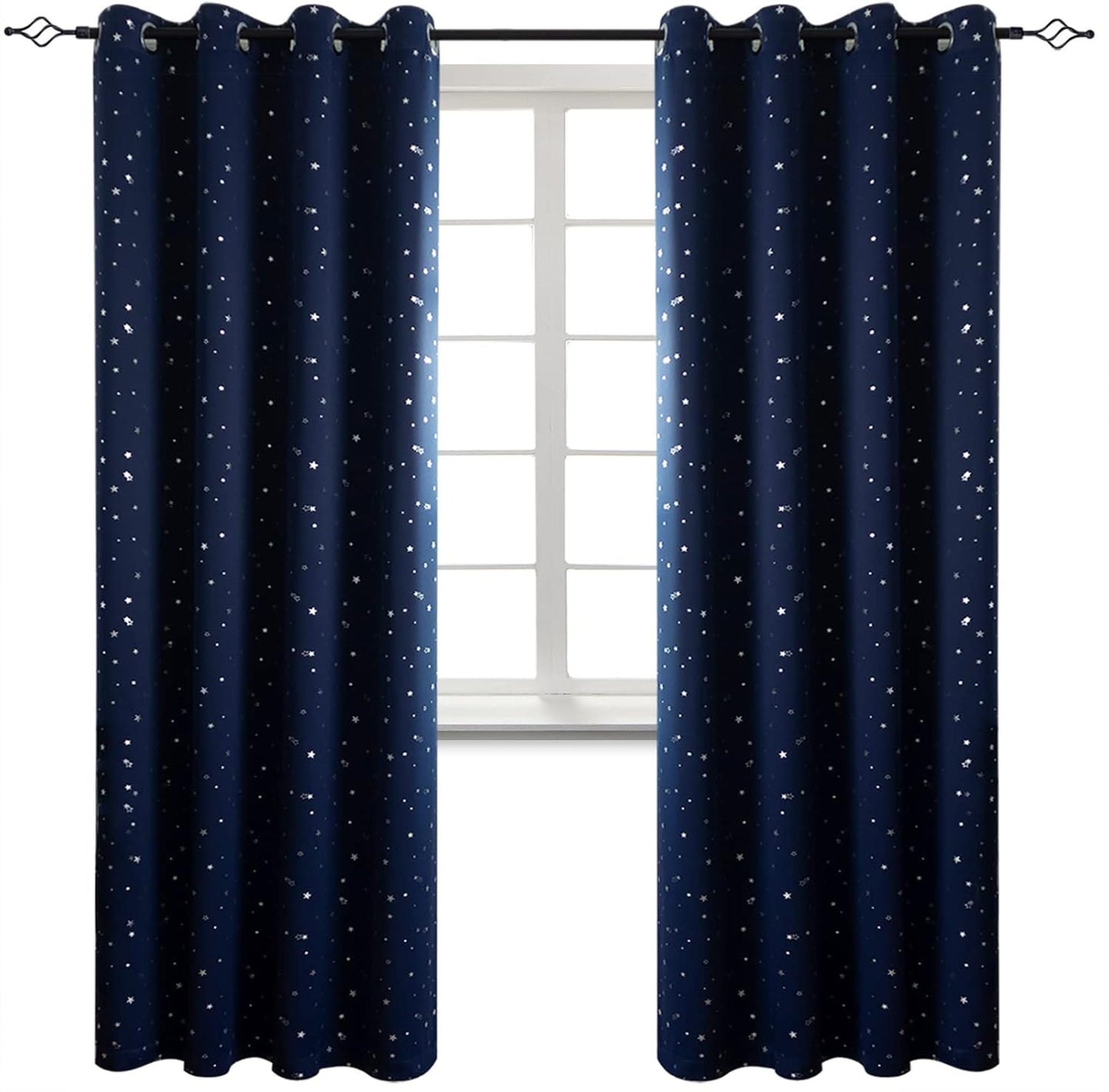 BGment Kids Blackout Curtains for Bedroom - Navy Star Design