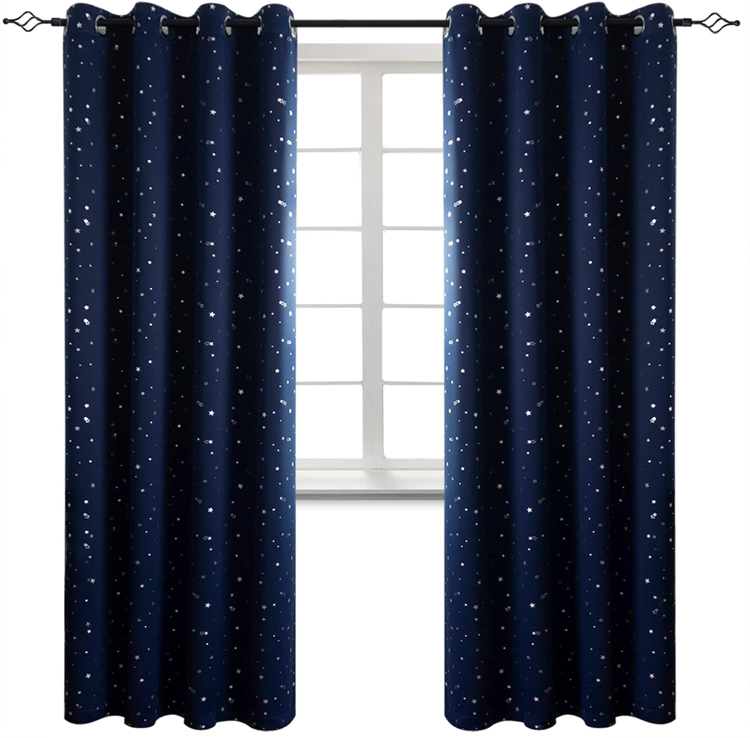 BGment Kids Blackout Curtains for Bedroom - Navy Star Design