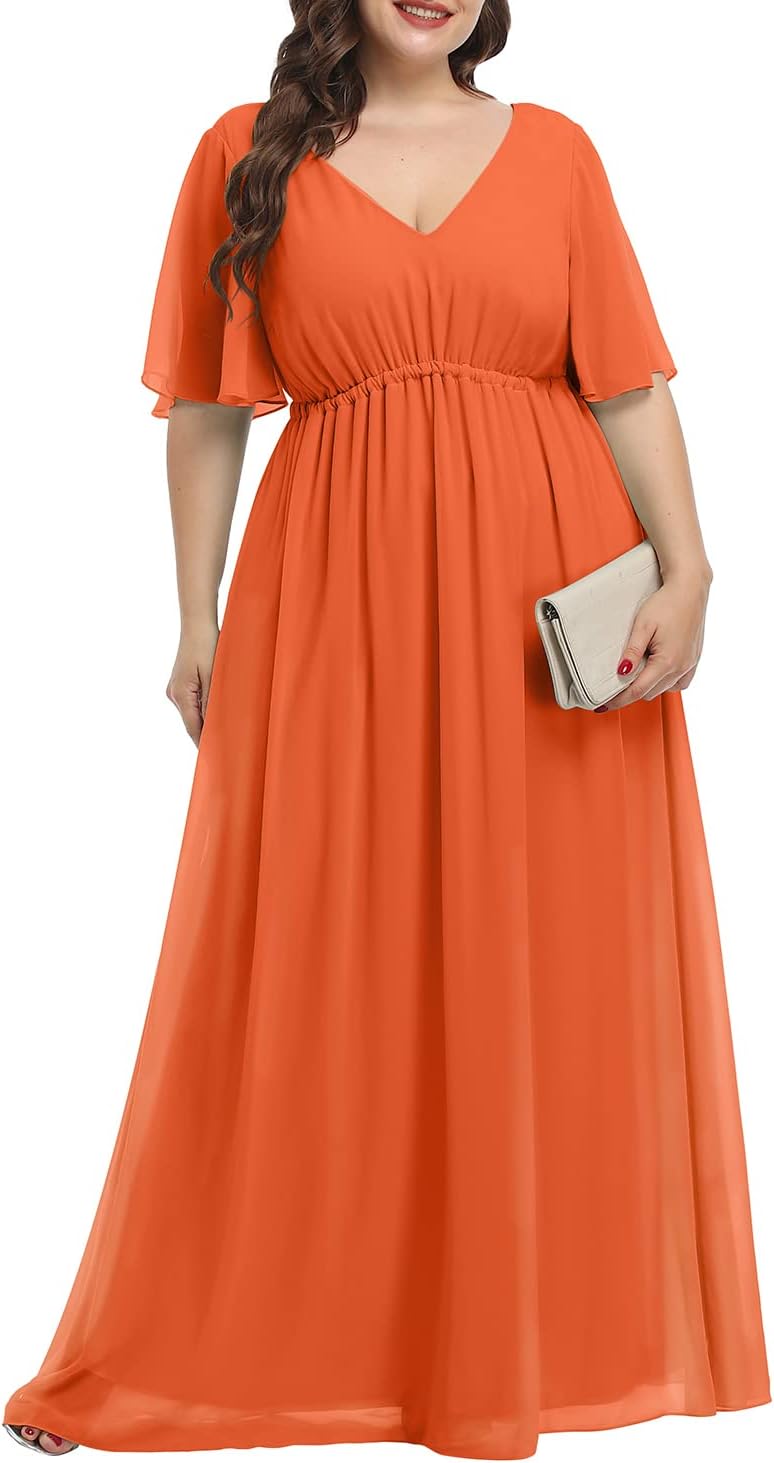 Elegant Plus Size Chiffon Long Maxi Dress for Weddings
