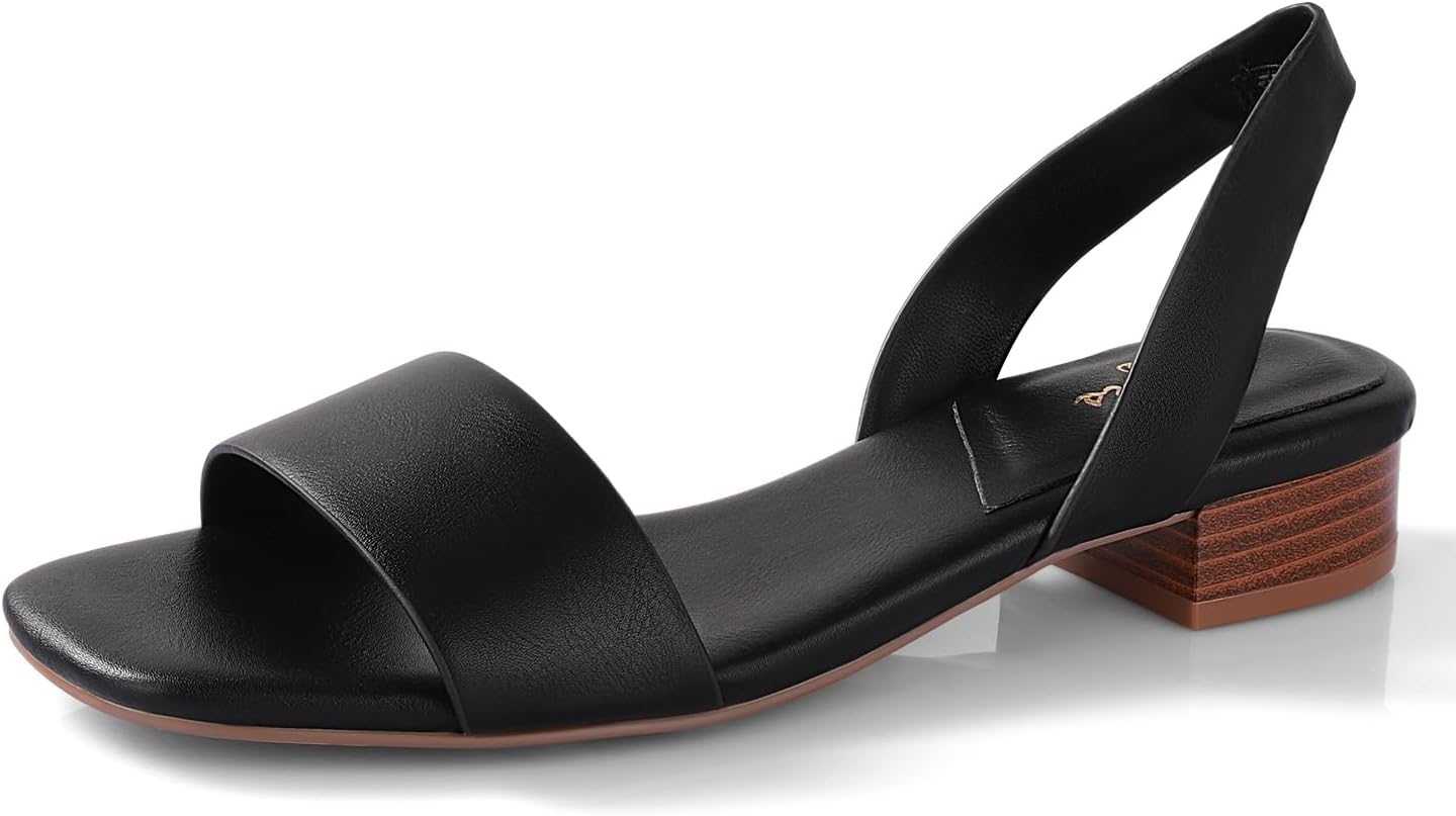 Ankis Low Heel Women Sandal Square Open Toe Comfortable Slide