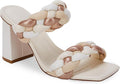 Syktkmx Braided Heeled Slide Sandals - Backless Square Open Toe