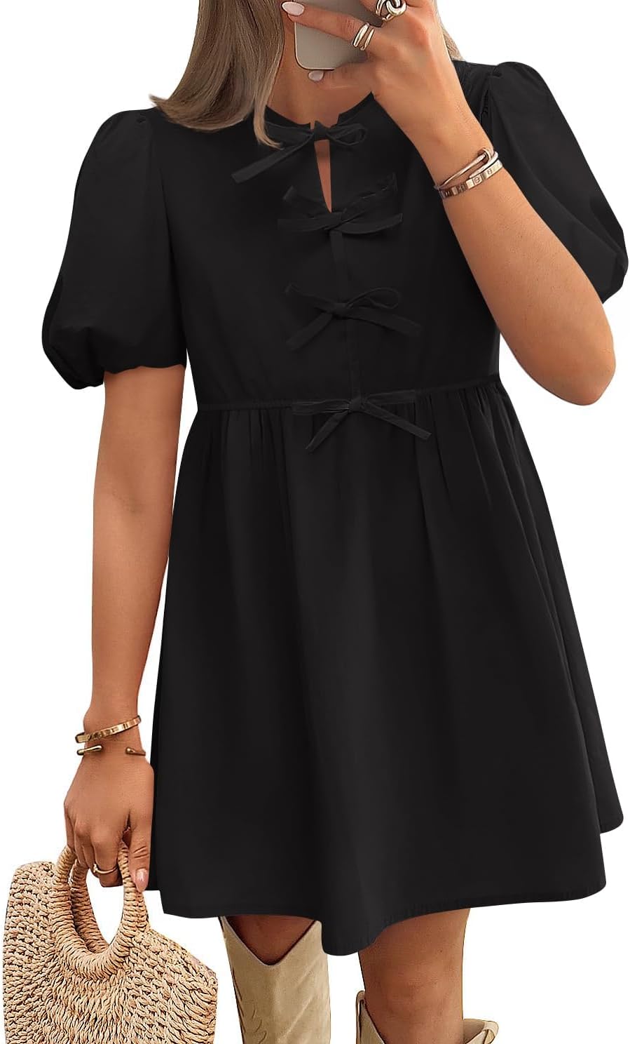 ZESICA Women's Summer Short Sleeve Tie Front Mini Dress Review