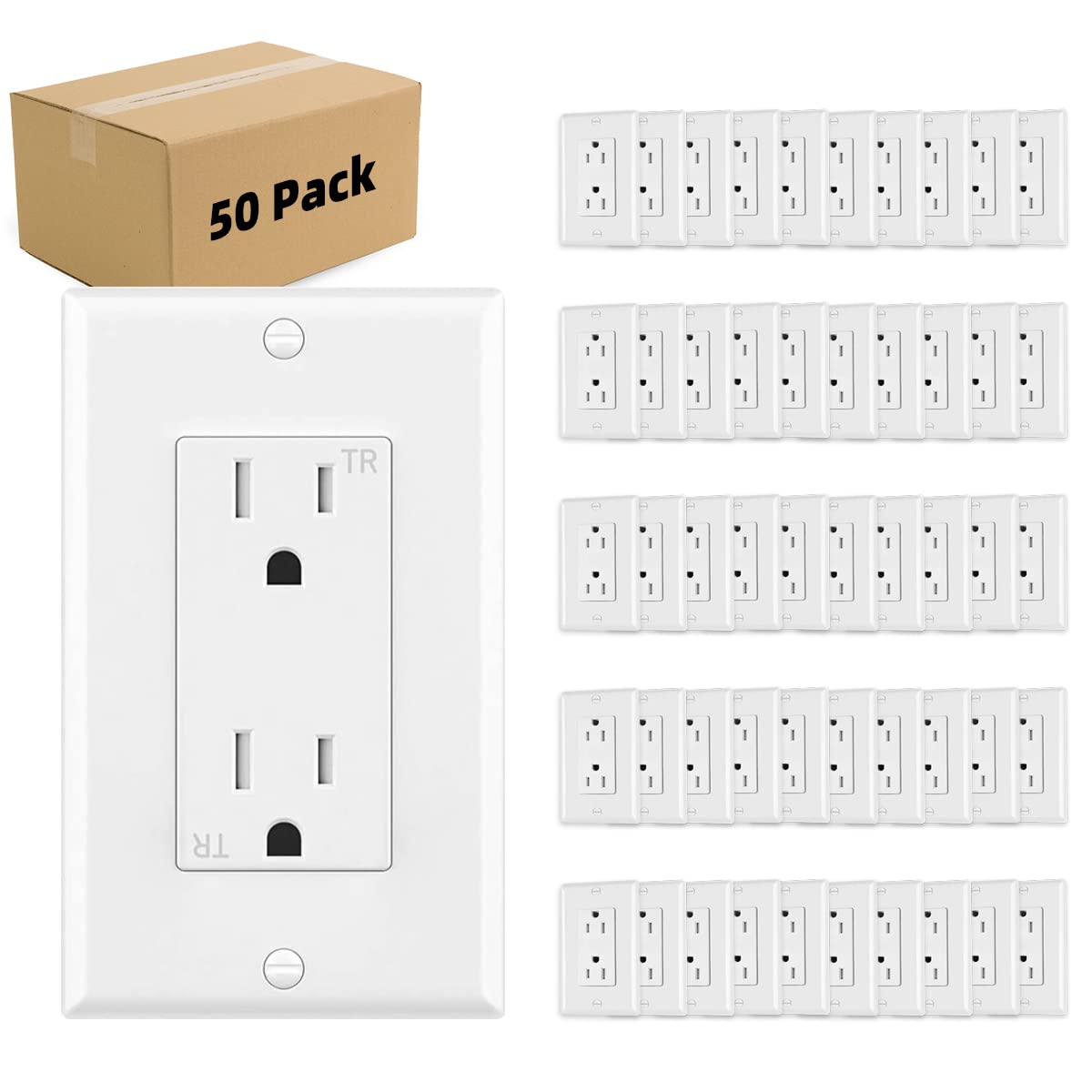 Micmi 15 Amp Tamper Resistant Outlet Socket with Wall Plates