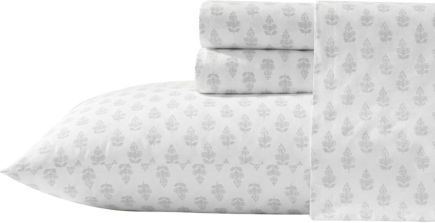 Laura Ashley Twin Sheets Set - Lightweight Cotton Percale Bedding