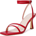 Mostrin Womens Red Strappy Heels - Lace Up 9cm Stiletto Sandals