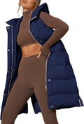 Inorin Womens Down Vest with Stand Collar Hooded Long Vest - Warm Is