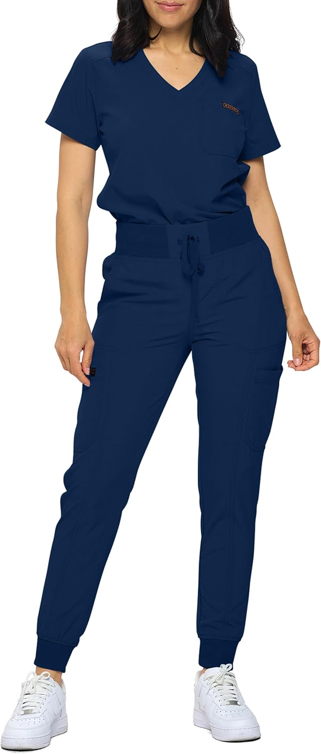 Slim Fit Stretchy Scrubs Women's Jogger Set for Comfort and Style