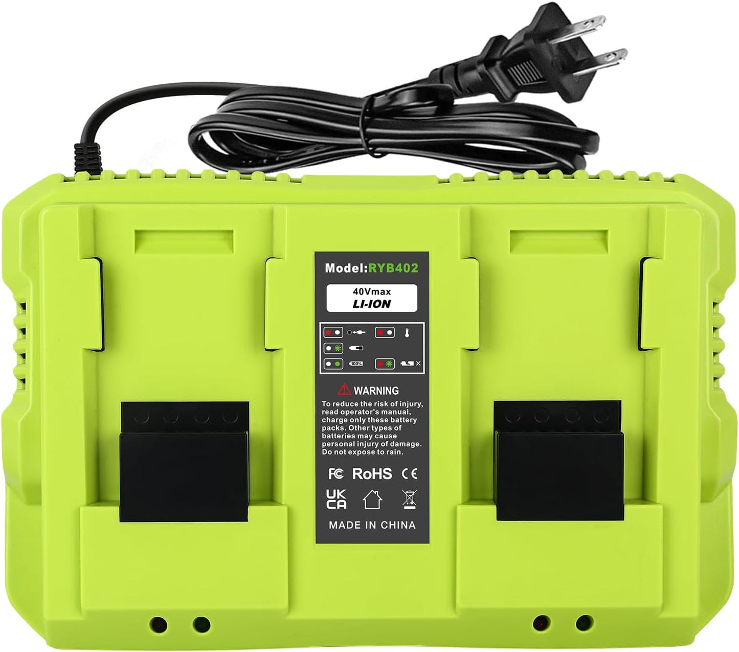 Replacement for Ryobi 40V Battery Charger - Dual Port Fast Charging