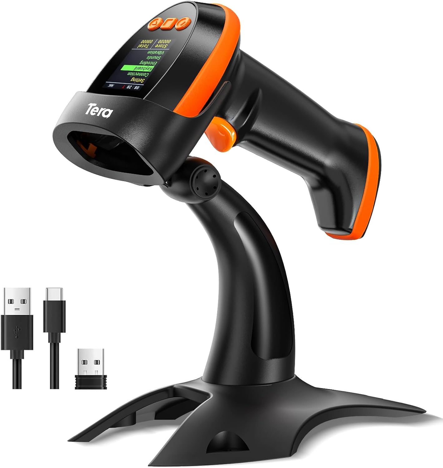 Tera Wireless 2D Barcode Scanner with Stand for Fast Scanning