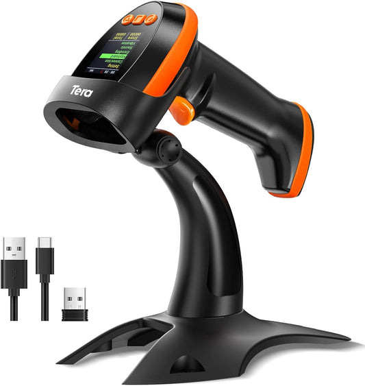 Tera Wireless 2D Barcode Scanner with Stand for Fast Scanning