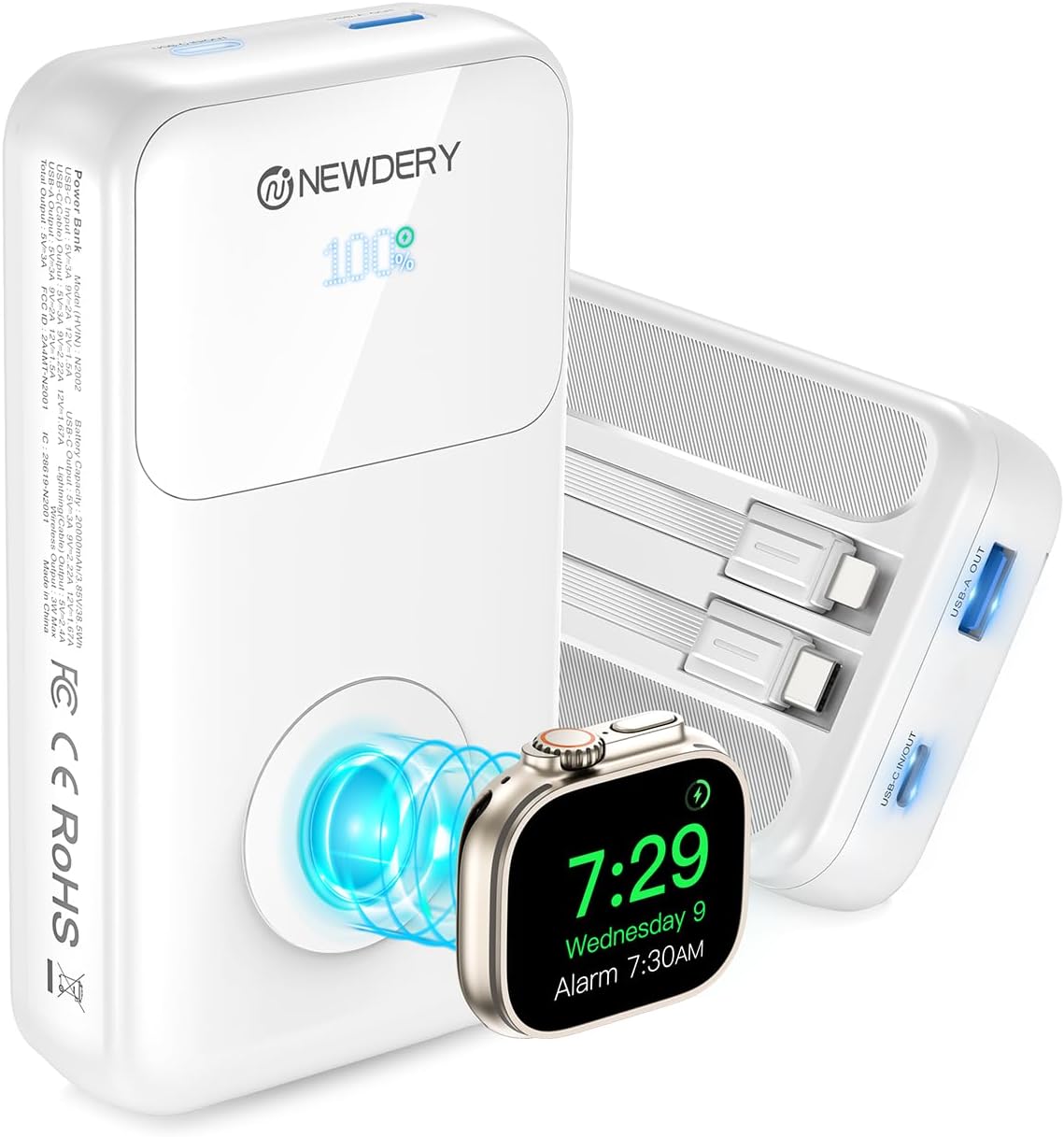 NEWDERY 5-in-1 Portable Apple Watch Charger