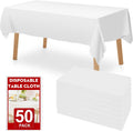50 Pack White Plastic Table Cloths Disposable 54 x 108 in - Easy