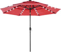 10FT 3-Tier Patio Outdoor Umbrella with 32 LED Lights - Tilt & Crank