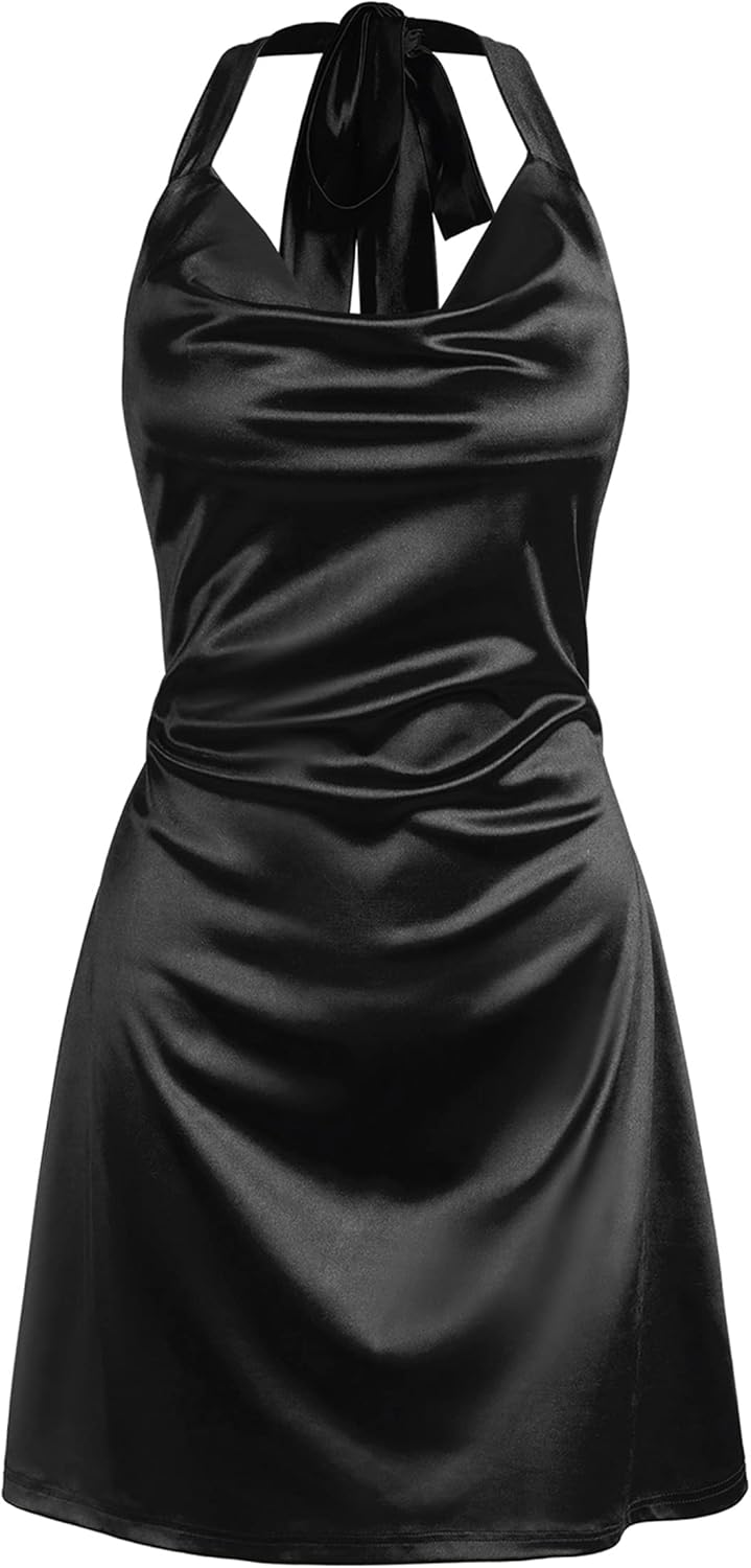 ZAFUL Women Halterneck Satin Mini Dress for Stunning Nights