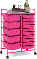 15-Drawer Rolling Storage Cart with Metal Frame - Large Capacity