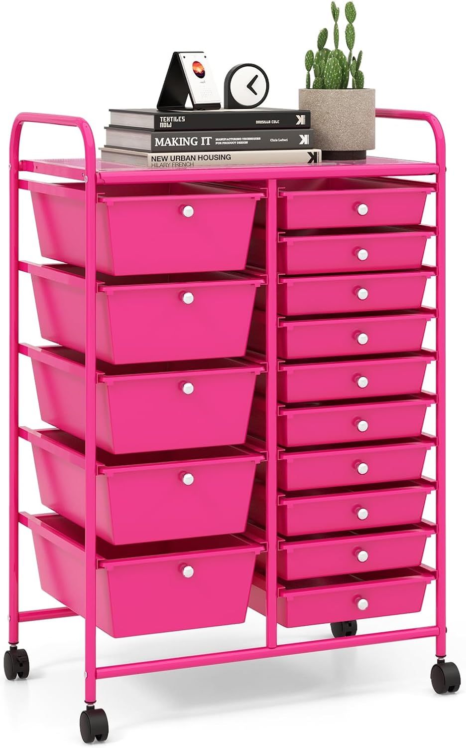 15 Drawer Rolling Storage Cart for Classroom and Home Office