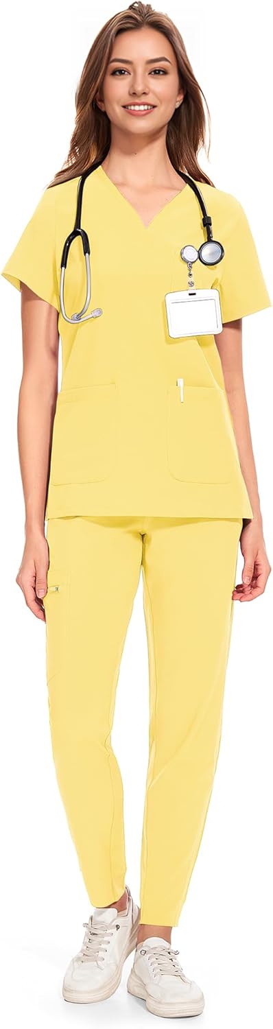 COZYFIT Medical Scrubs for Women with 8 Pockets and Comfort