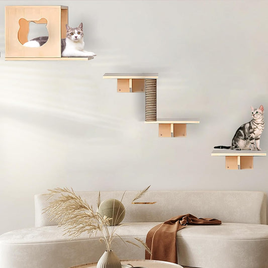 Cat Wall Shelves and Furniture Set with Condos and Perches